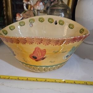 Handcrafted Italian Wall Hanging Planter  Bowl with Butterfly Design.